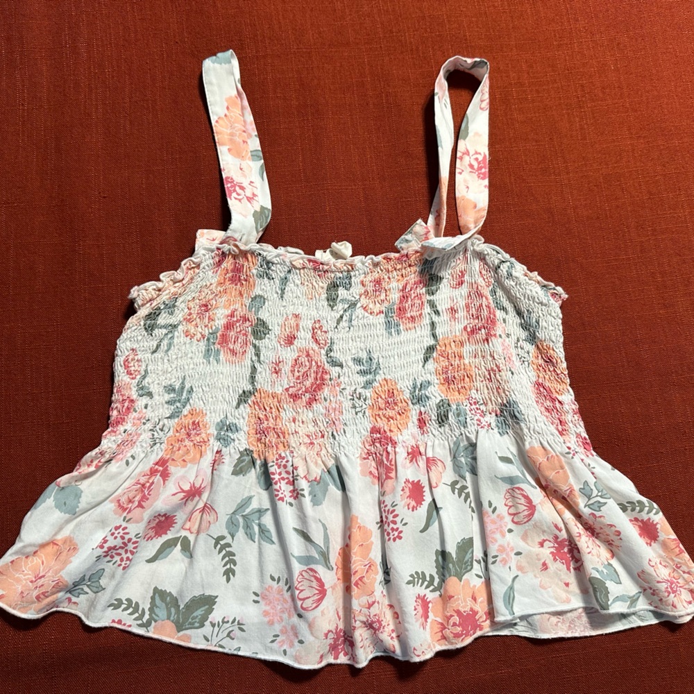 Smocked floral crop top